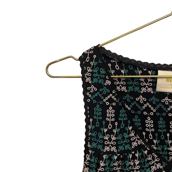MAEVE Anthropologie Embroidered Sleeveless V Neck Peplum Top Small - Picture 3 of 9